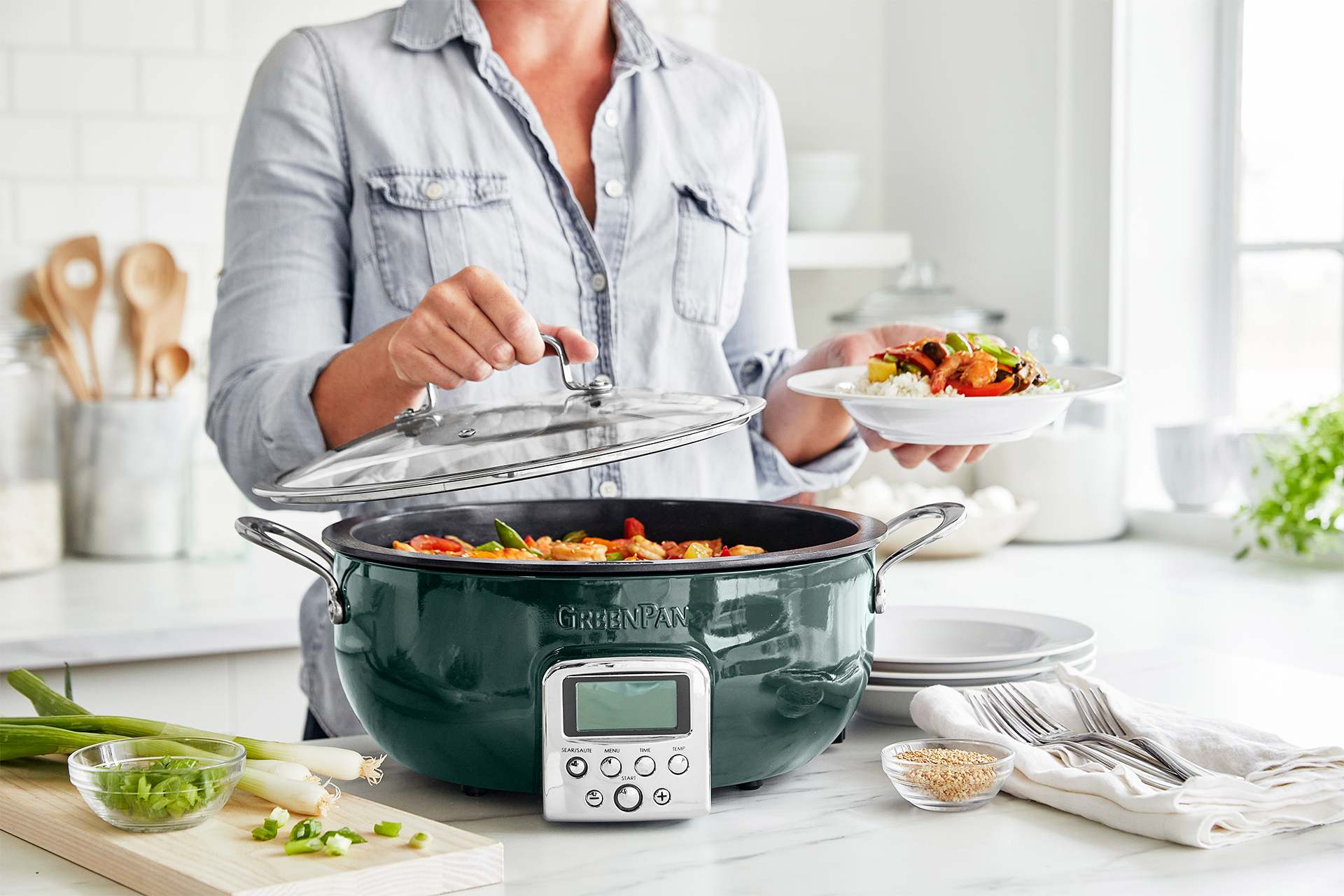 GreenPan 6 Quart Slow Cooker - Ceramic Nonstick - Black