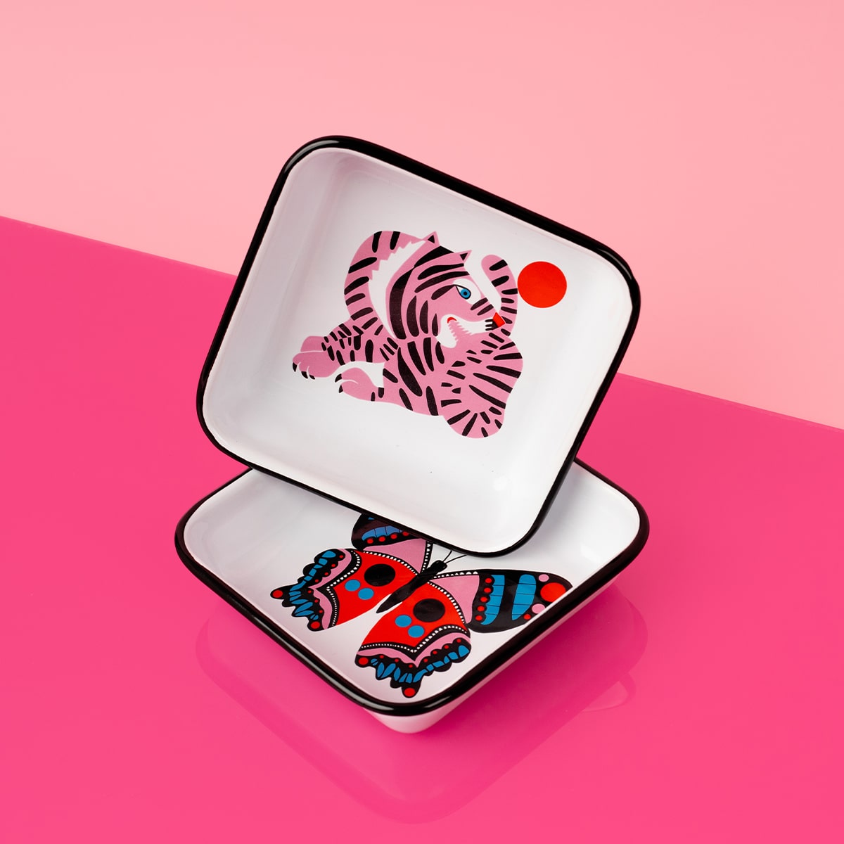 Enamelware Mini Tray - Pink Tiger